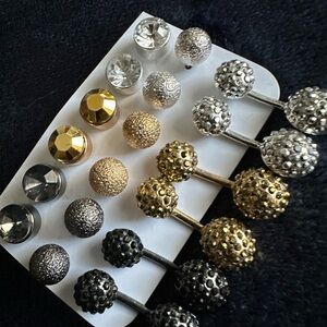 Elegant Gold and Silver Stud Earring Set